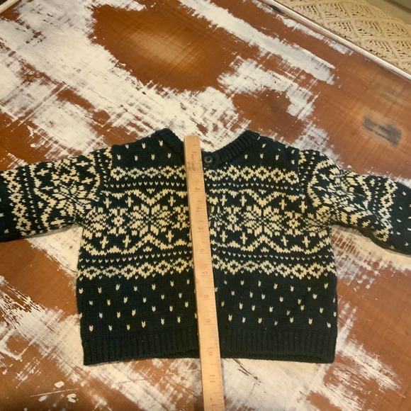 Lands End Emerald Green Baby Cardigan Fair Isle 12 Months - Picture 5 of 10